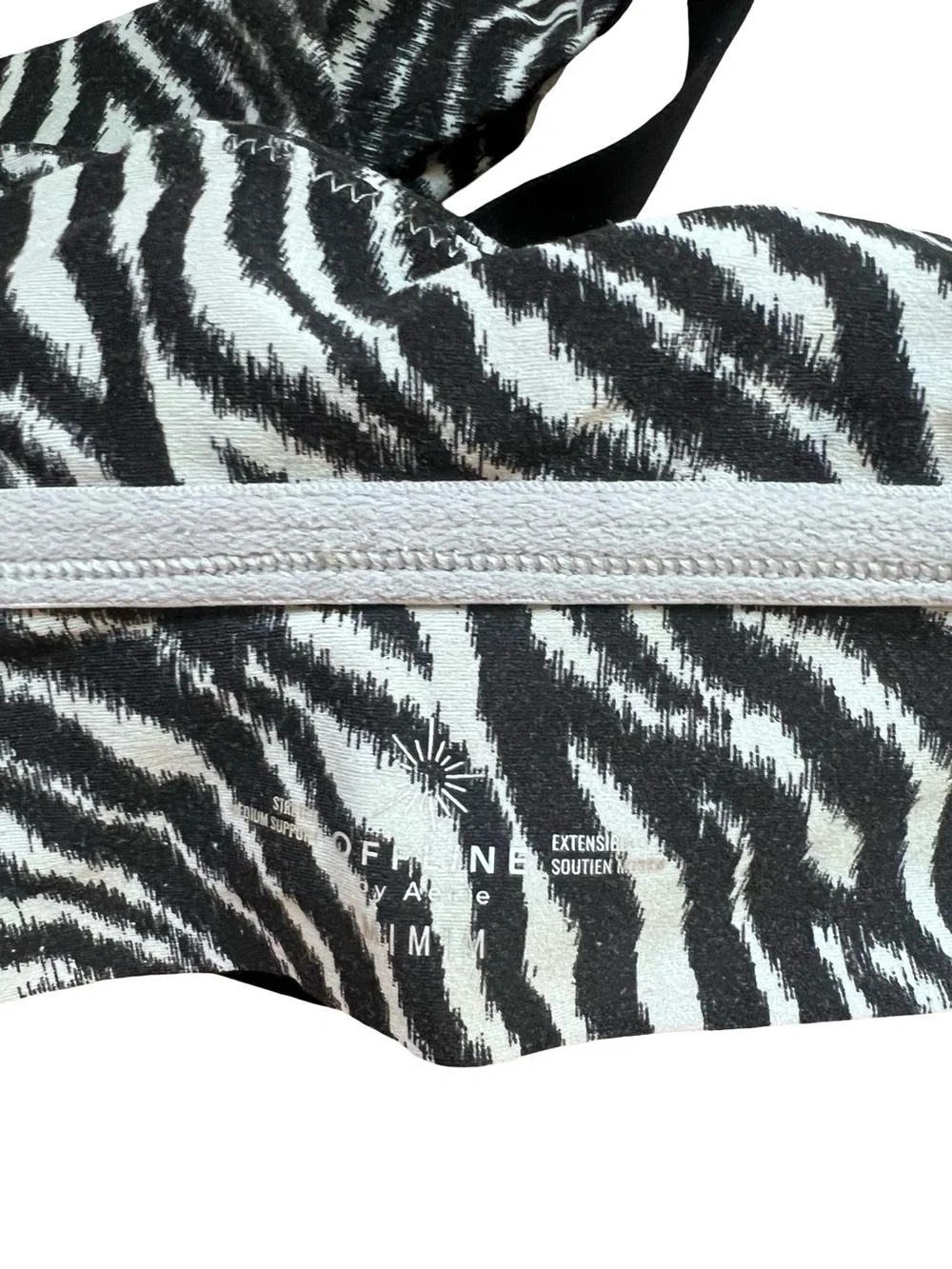 Offline by Aerie Women's Zebra Print Sports Bra Black & White Medium